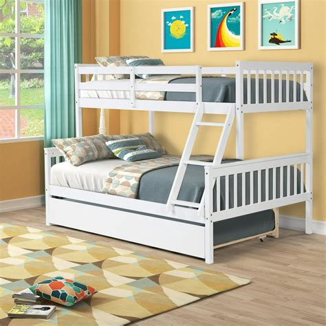 wood bunk beds with trundle|detachable bunk bed with trundle.